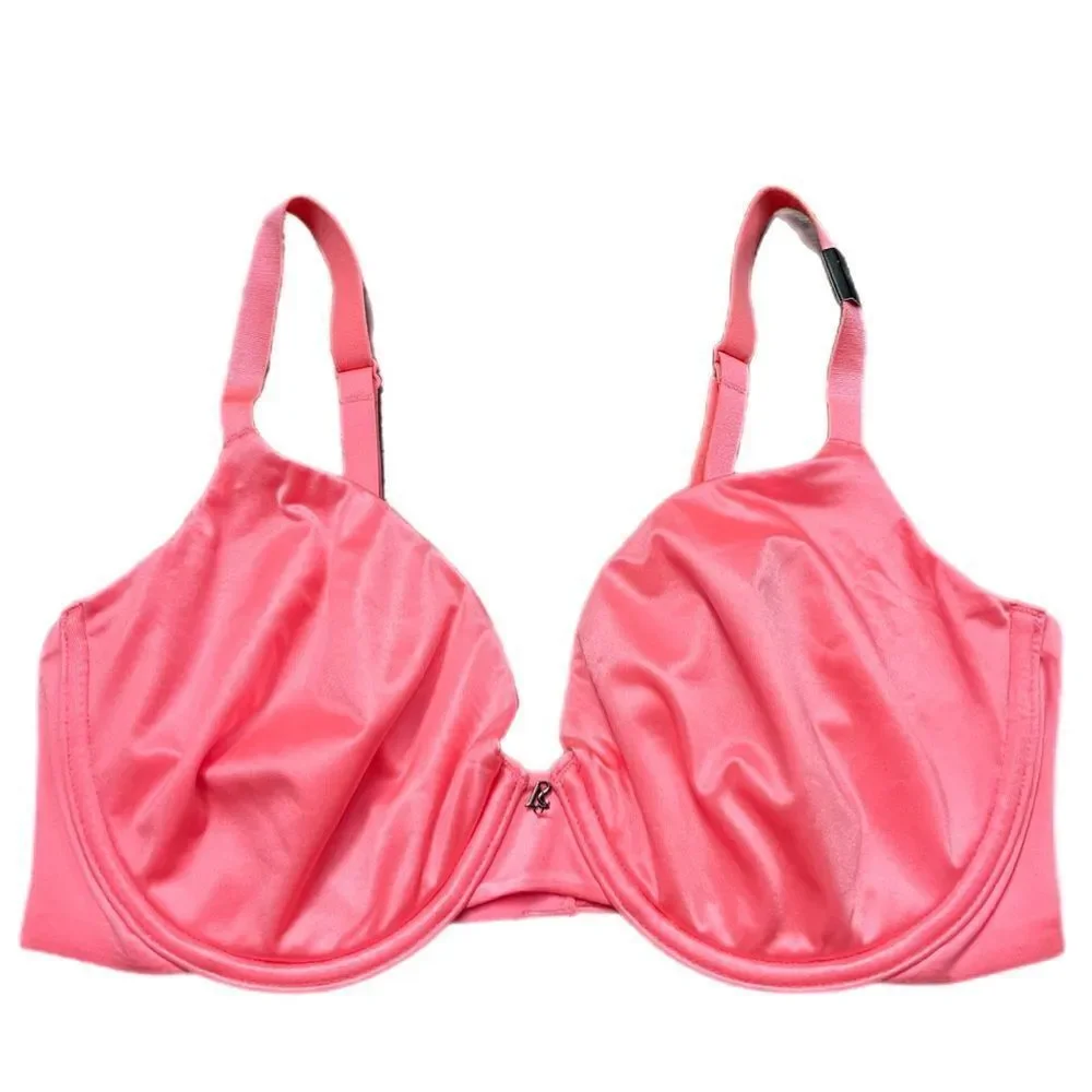 Victoria’s Secret Supersoft Satiny Fabulous unlined semi demi bra Coral 34D